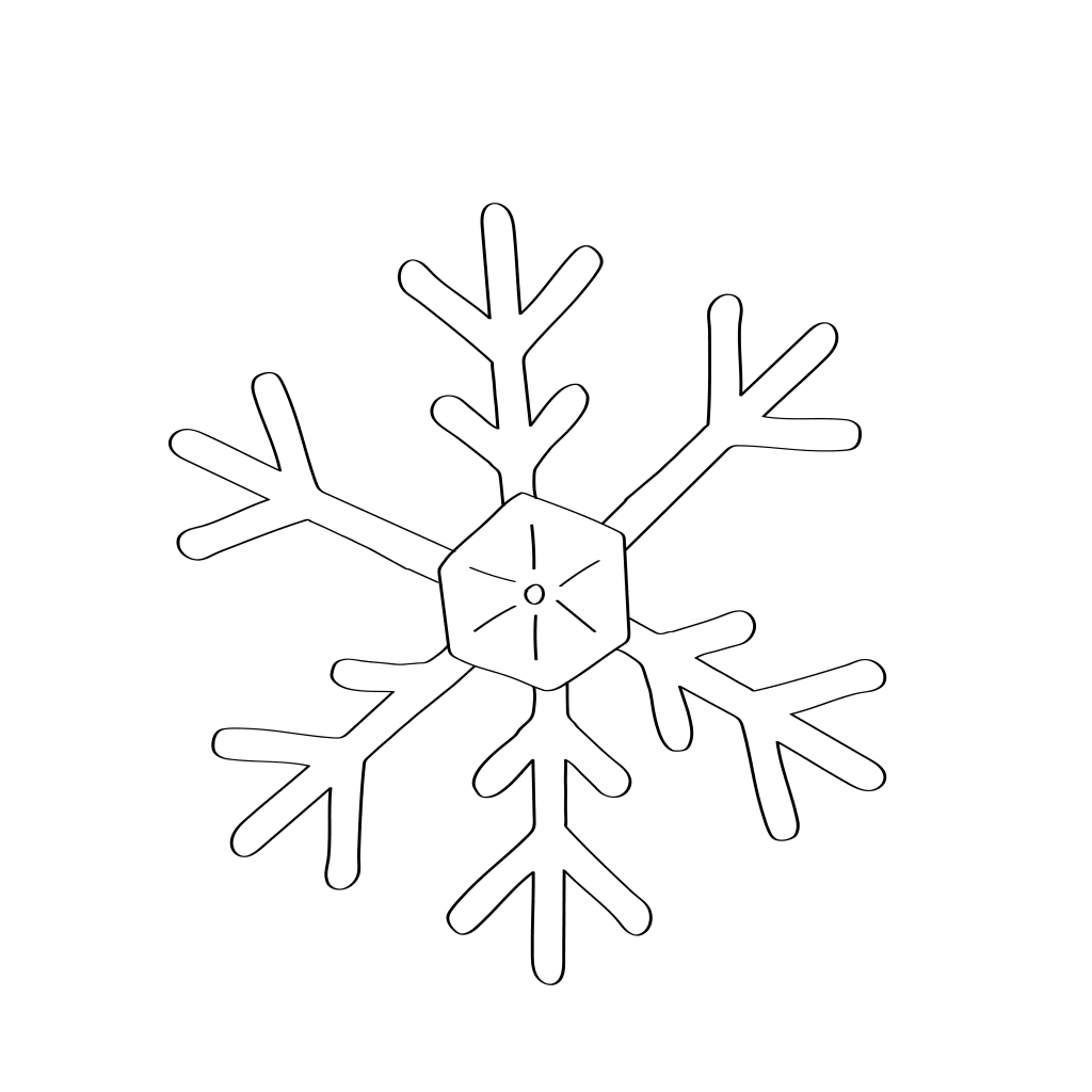Digital illustration of snowflake in black