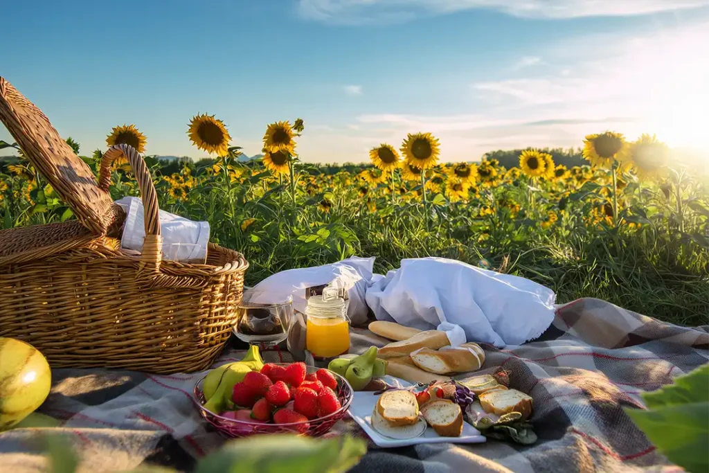 Summer Adventures 9 An arrangement of light snacks in a sunflower field